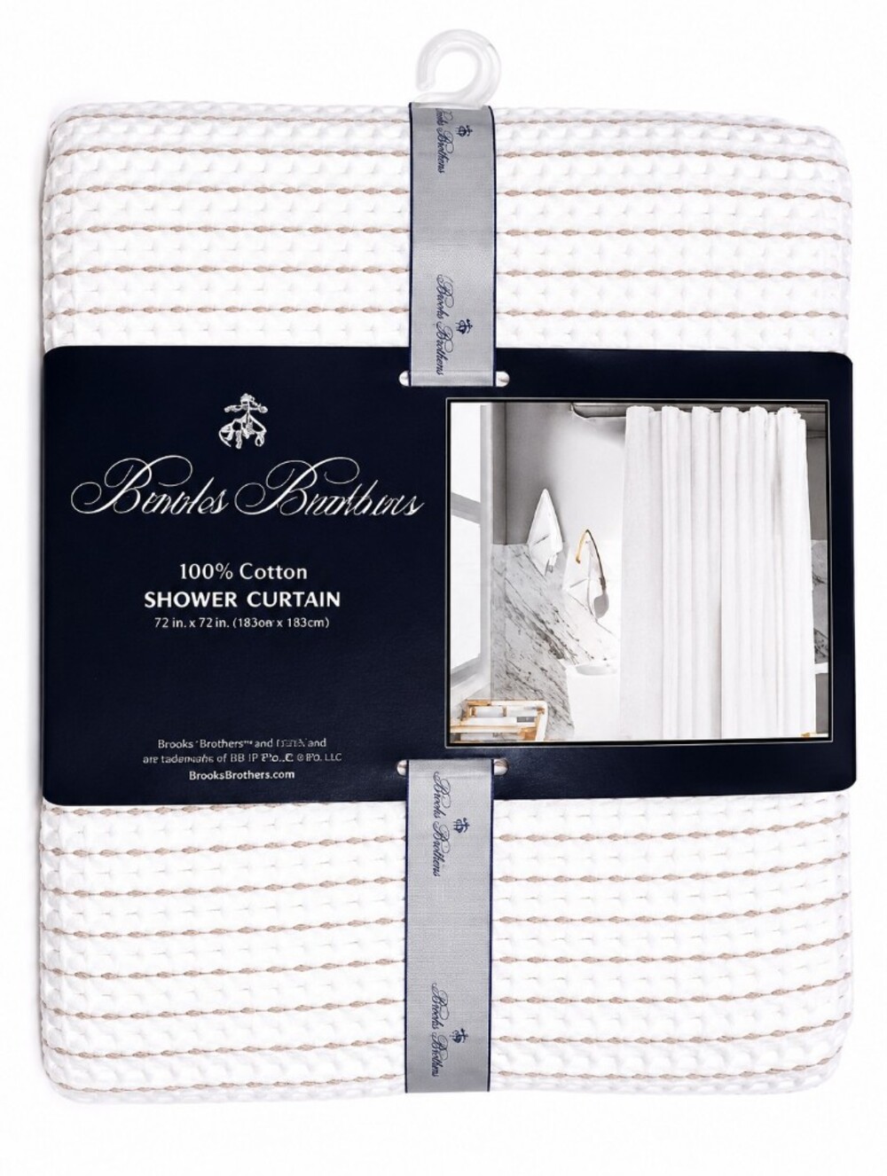 Brooks Brothers White Cotton Waffle Shower Curtain